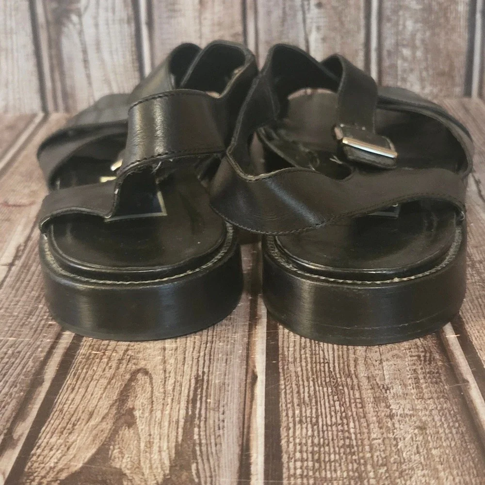 Sz 11 M Mens Cole Haan Bragano Italian Black Leather Fisherman Sandals